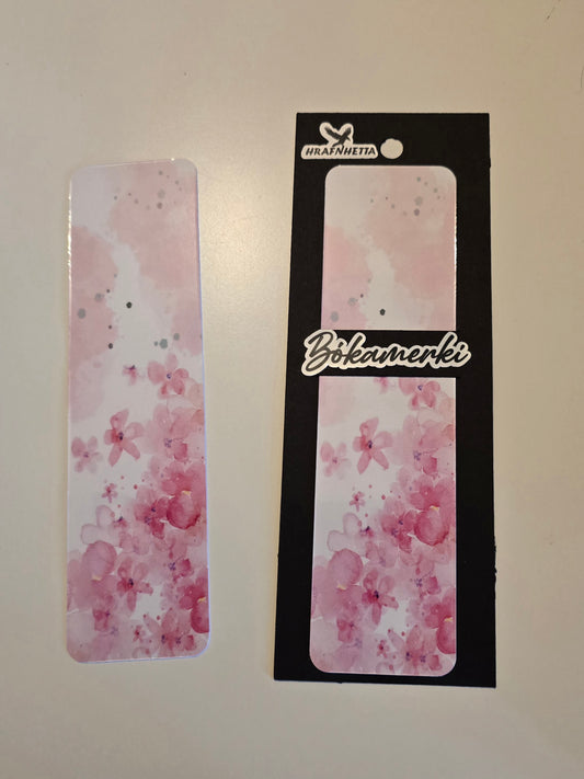 Hvítt m/ bleikum sakura blóm Bókamerki